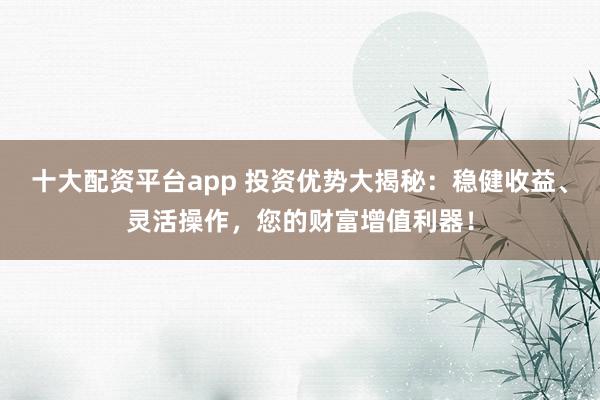 十大配资平台app 投资优势大揭秘：稳健收益、灵活操作，您的财富增值利器！