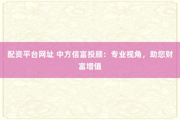 配资平台网址 中方信富投顾：专业视角，助您财富增值