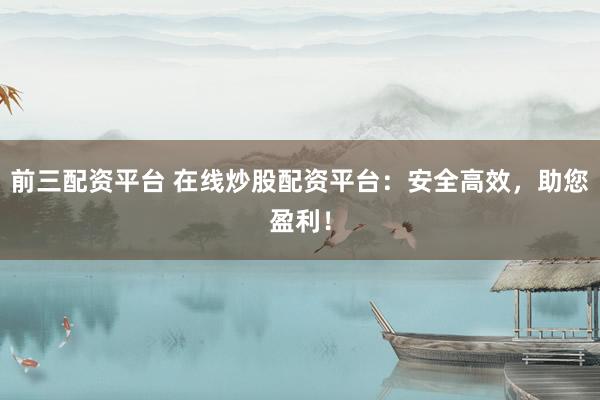 前三配资平台 在线炒股配资平台：安全高效，助您盈利！