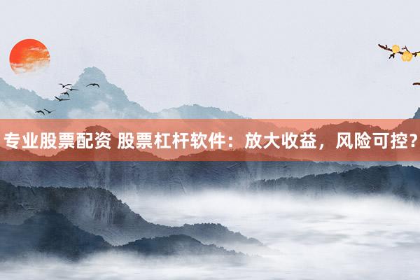 专业股票配资 股票杠杆软件：放大收益，风险可控？