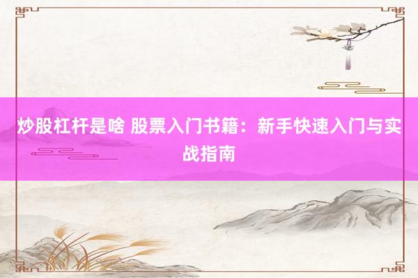炒股杠杆是啥 股票入门书籍：新手快速入门与实战指南