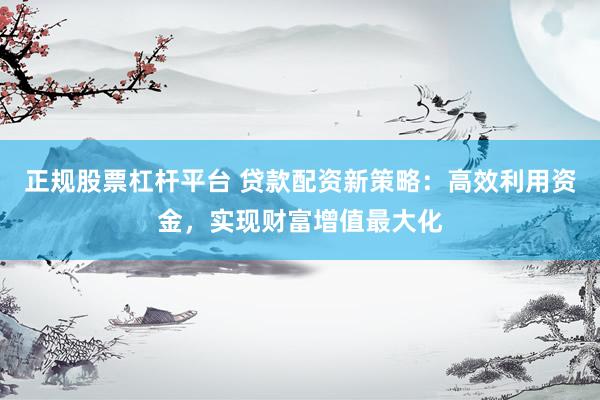 正规股票杠杆平台 贷款配资新策略：高效利用资金，实现财富增值最大化