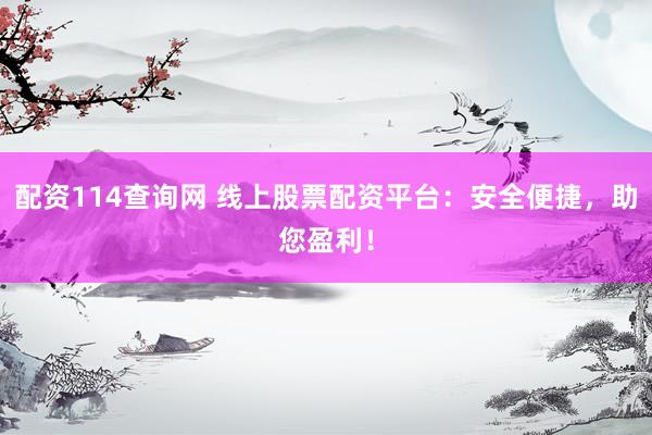 配资114查询网 线上股票配资平台：安全便捷，助您盈利！