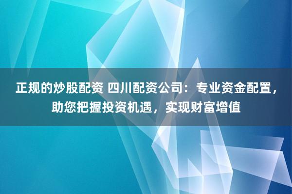 正规的炒股配资 四川配资公司：专业资金配置，助您把握投资机遇，实现财富增值