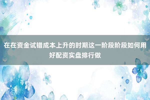 在在资金试错成本上升的时期这一阶段阶段如何用好配资实盘排行做