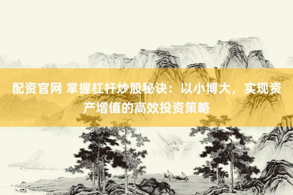 配资官网 掌握杠杆炒股秘诀：以小博大，实现资产增值的高效投资策略