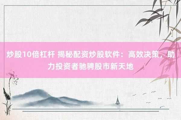 炒股10倍杠杆 揭秘配资炒股软件：高效决策，助力投资者驰骋股市新天地